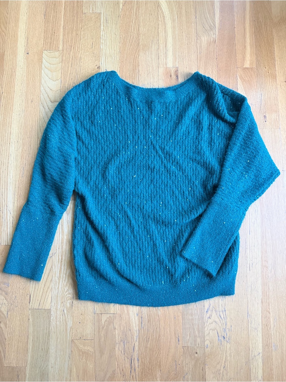 Margeaux & Ellie Women's Teal Crewneck Sparkle Sweater Stretchy Large